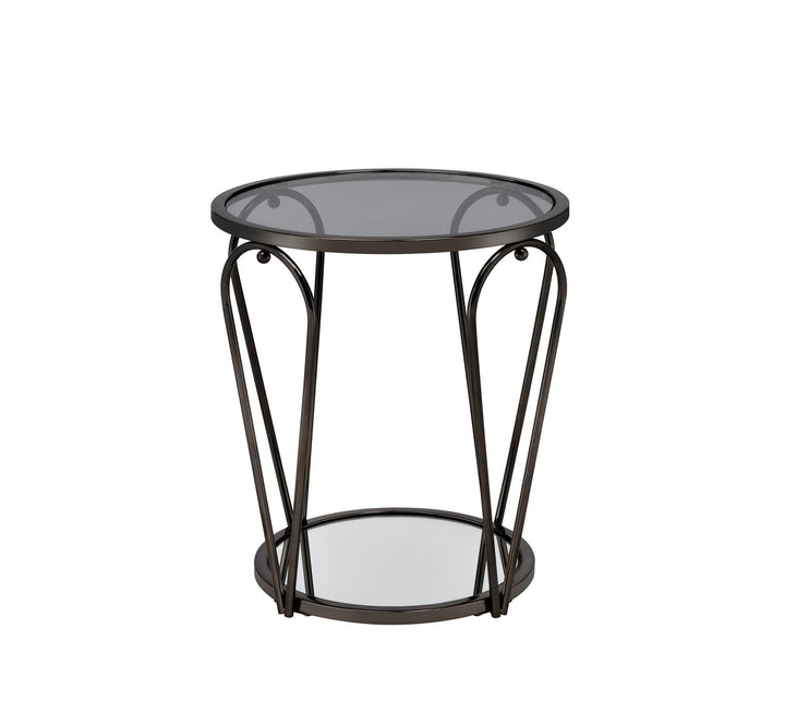 round glass top end table - Black / grey