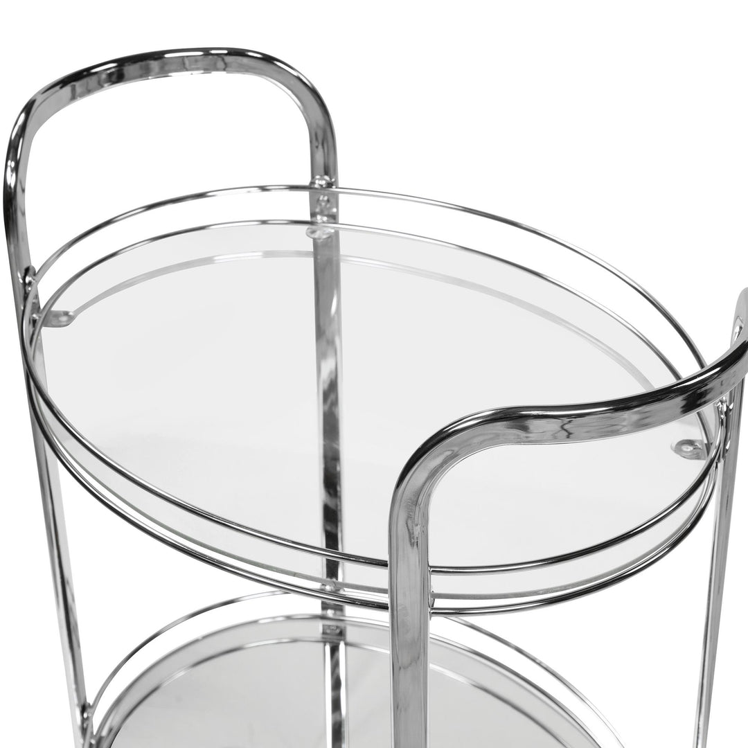 tempered glass top kitchen cart - Chrome
