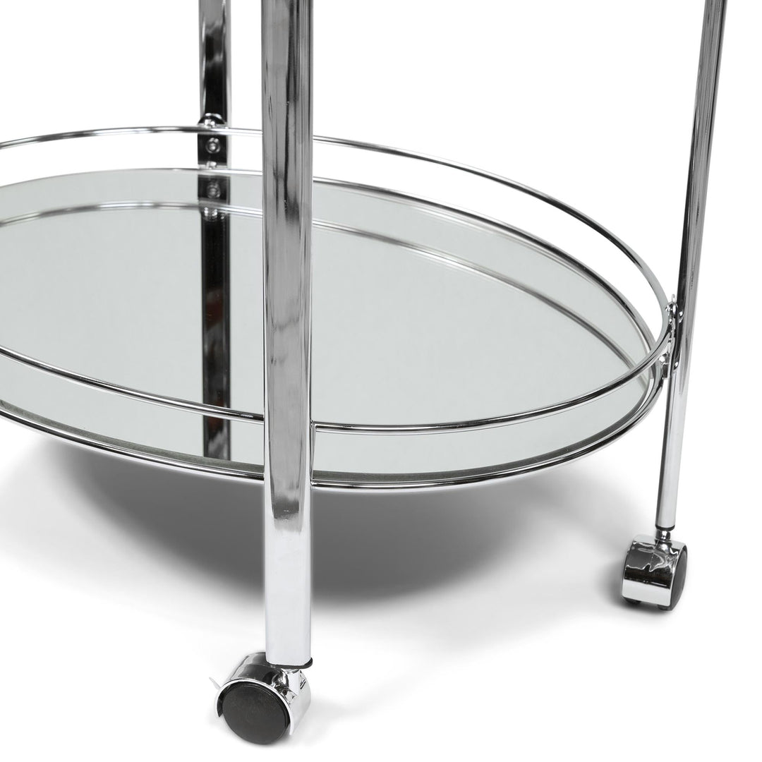 2 Tier Rolling Kitchen & Bar Cart - Chrome