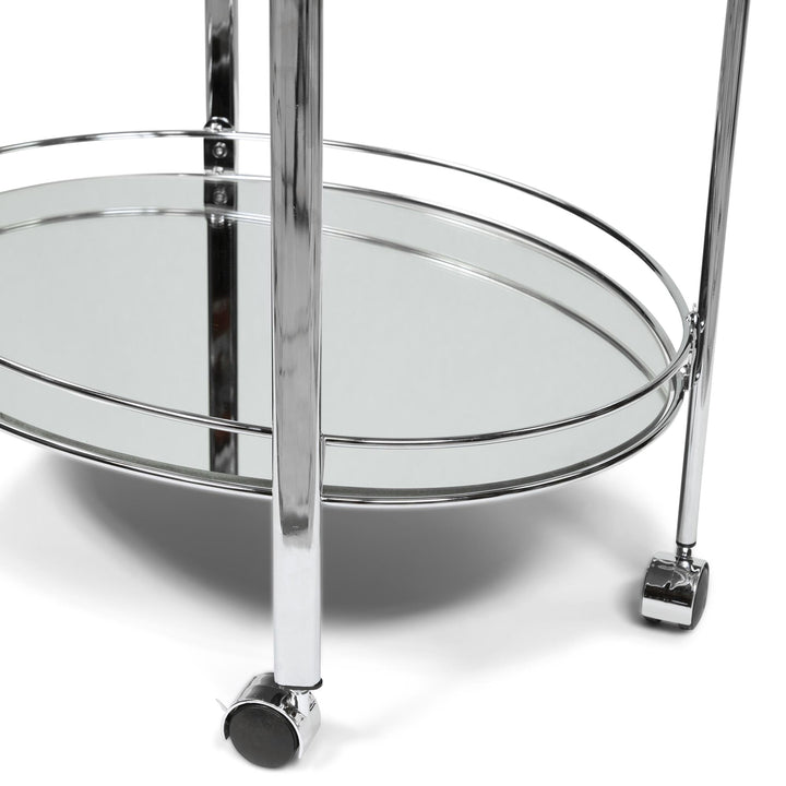 2 Tier Rolling Kitchen & Bar Cart - Chrome