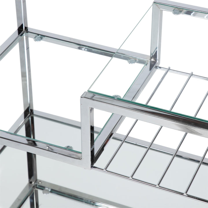 serving cart with wine and stemware rack - Chrome