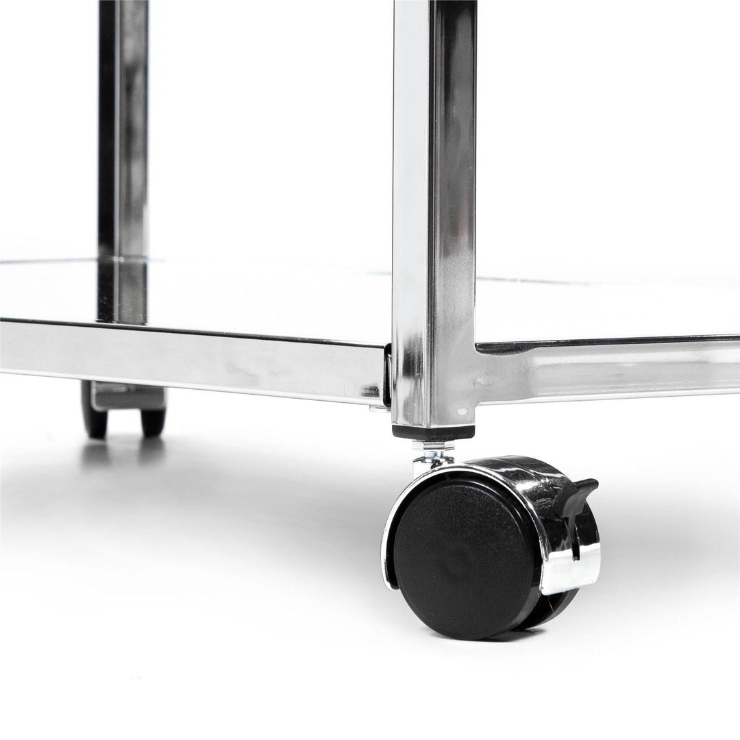 serving bar cart with bottom shelf - Chrome