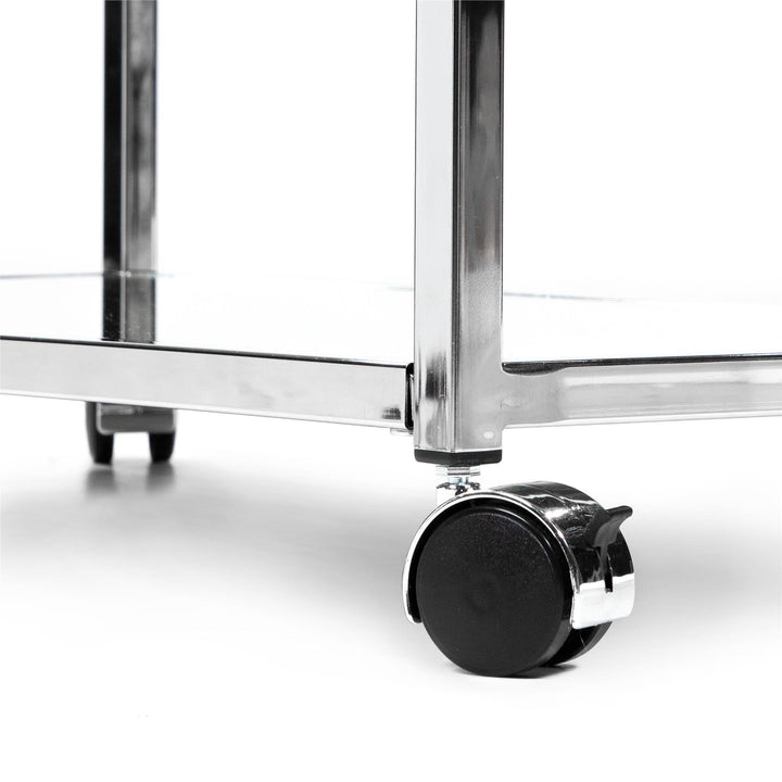 serving bar cart with bottom shelf - Chrome