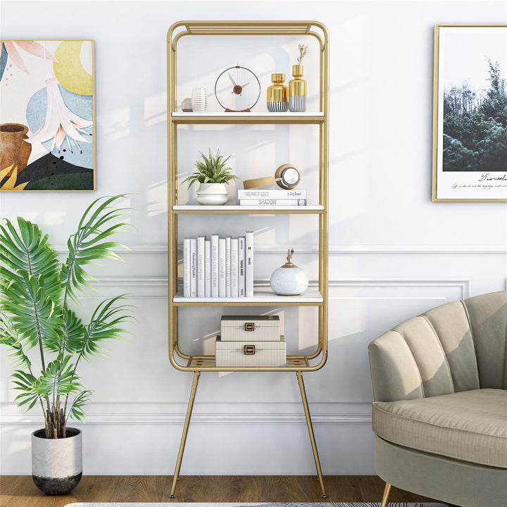3 Open Shelves Display cabinet - Gold