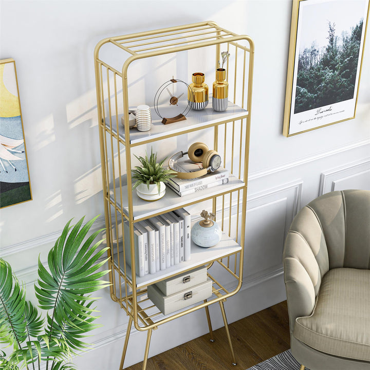 3 Open Shelves bookcase cabinet - Gold