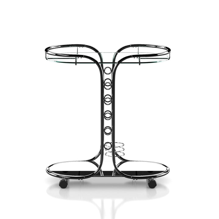 serving cart with wine rack - Chrome