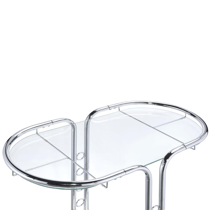 Miro Serving Cart with Wine & Stemware Rack on Casters - Chrome