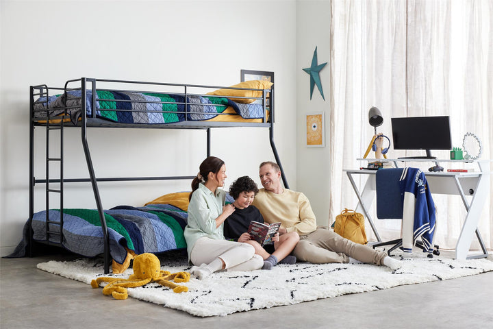 BrEZ Build Collection Easy Assembly Kids Metal Bunk Bed - Black - Twin-Over-Full