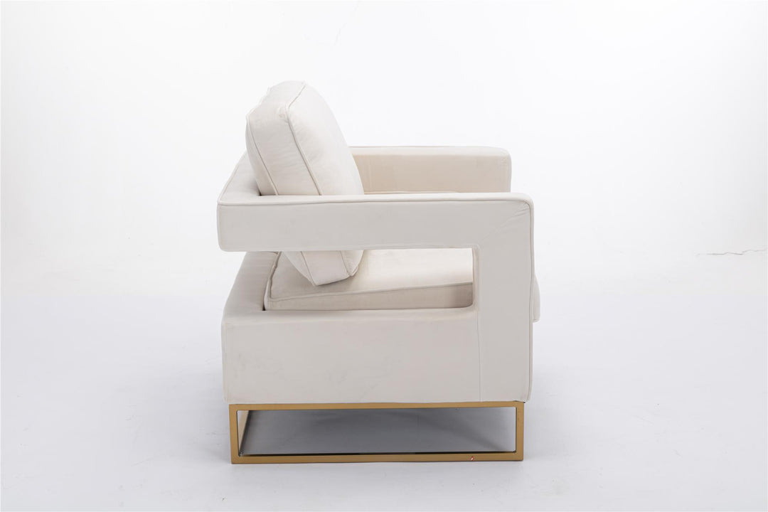 Lyssa 33 In Wide Velvet Upholstered Arm Chair - Cream