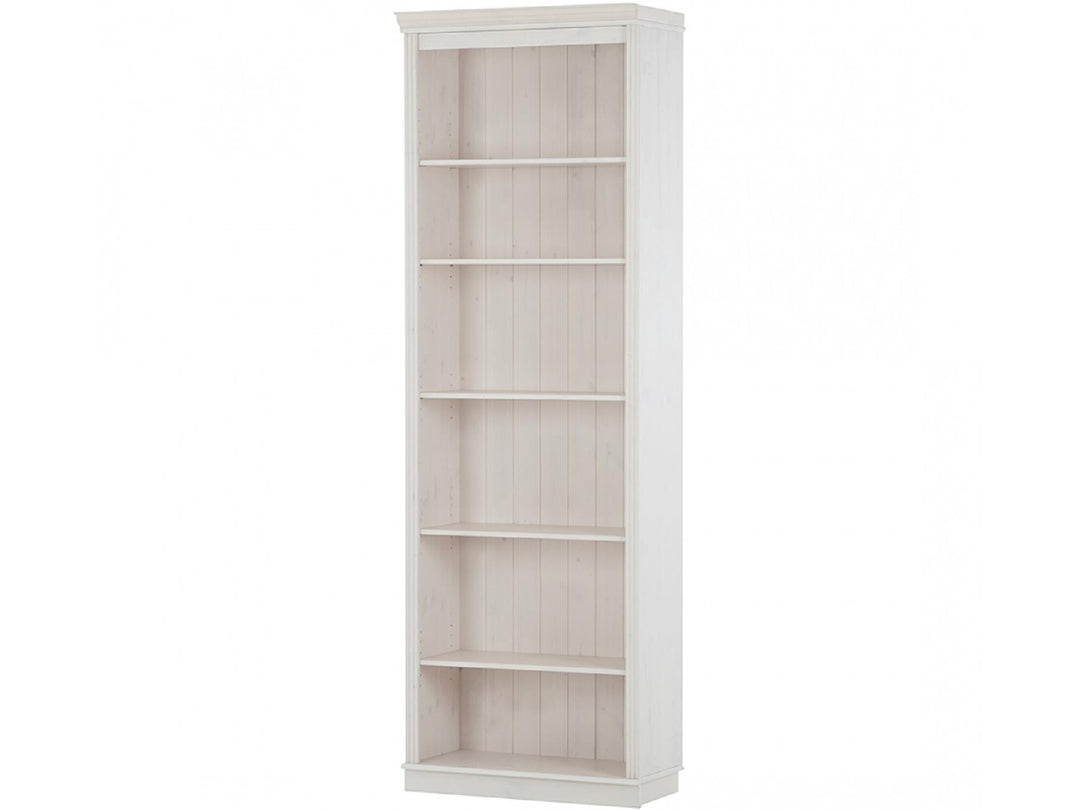 Anita Solid Wood 6 Shelf Open Bookcase - White