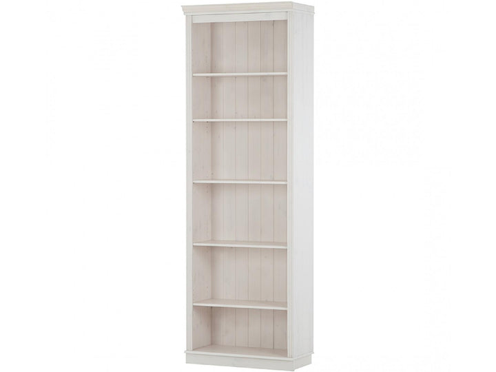 Anita Solid Wood 6 Shelf Open Bookcase - White
