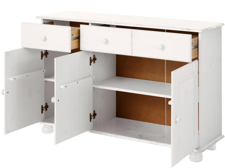 Chester Sideboard with 3 Drawers and 2 Cabinets - White