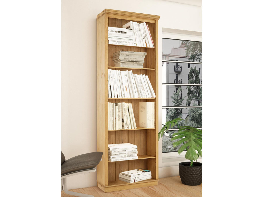 Anita Solid Wood 6 Shelf Open Bookcase - Brown