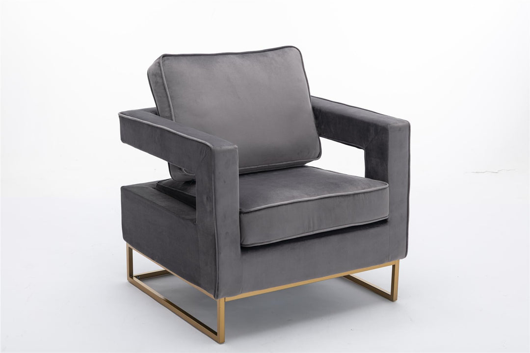 33 In Wide Velvet Upholstered Arm Chair - Cream