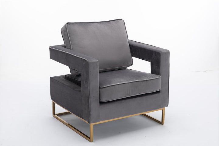33 In Wide Velvet Upholstered Arm Chair - Cream