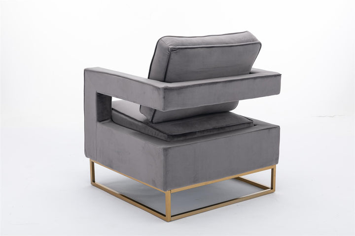 Lyssa 33 In Wide Velvet Upholstered Arm Chair - Gray