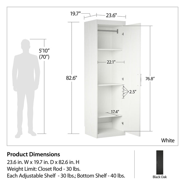 Spacious single wardrobe designs -  White