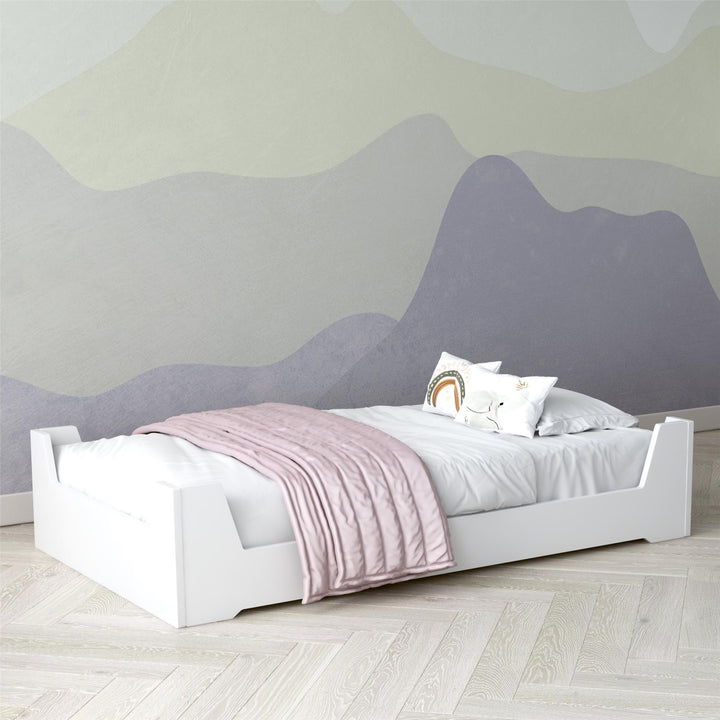 Alessi Montessori Toddler Floor Bed​ with 2 Heights - White - Crib & Toddler Mattress