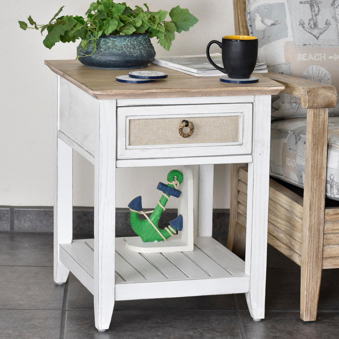End Table with one drawer - Beige