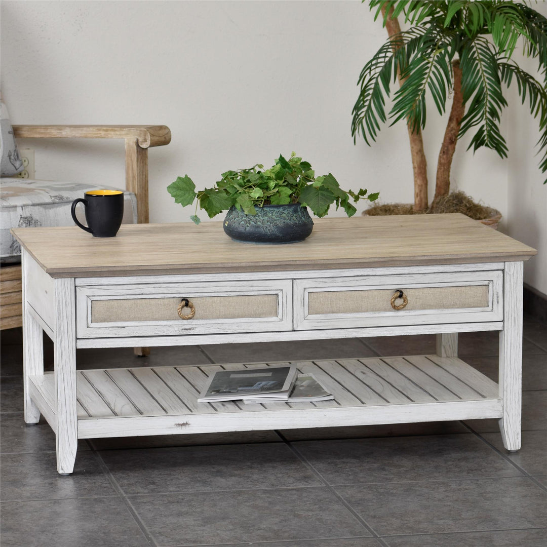 coffee table with 2 drawers - Beige