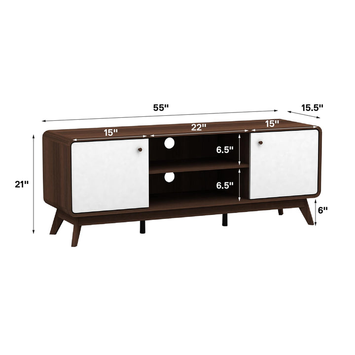 Leva Media Console TV Stand with Storage - Walnut / White