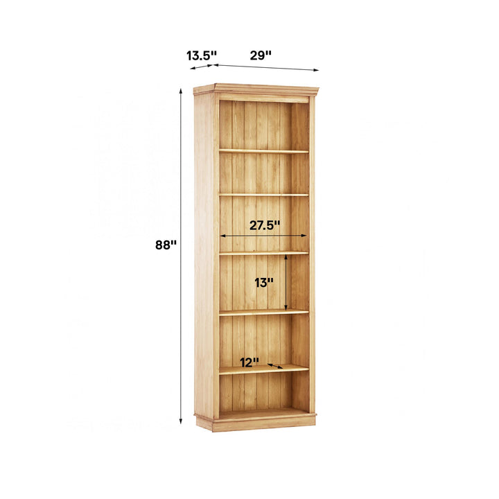 Anita Solid Wood 6 Shelf Open Bookcase - Brown