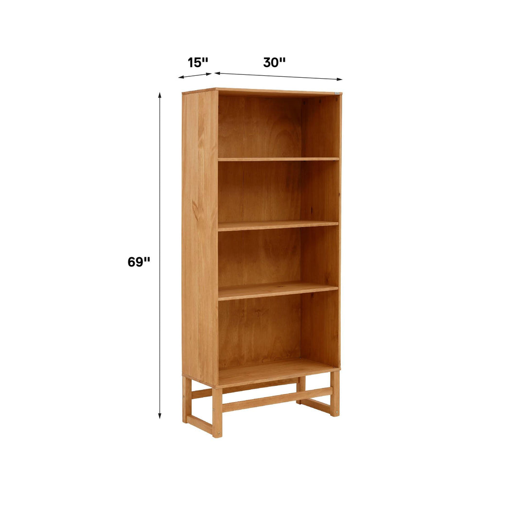 Talo 4 Shelf Bookcase with Open Storage - Natural
