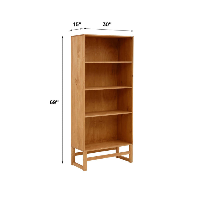 Talo 4 Shelf Bookcase with Open Storage - Natural