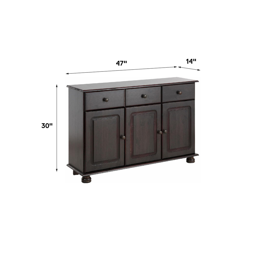 Chester Sideboard with 3 Drawers and 2 Cabinets - Rich Brown