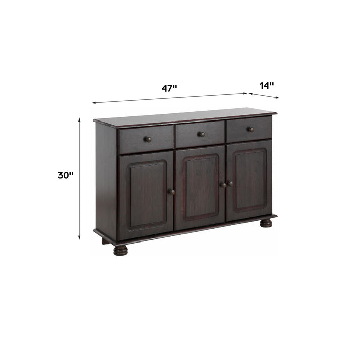 Chester Sideboard with 3 Drawers and 2 Cabinets - Rich Brown