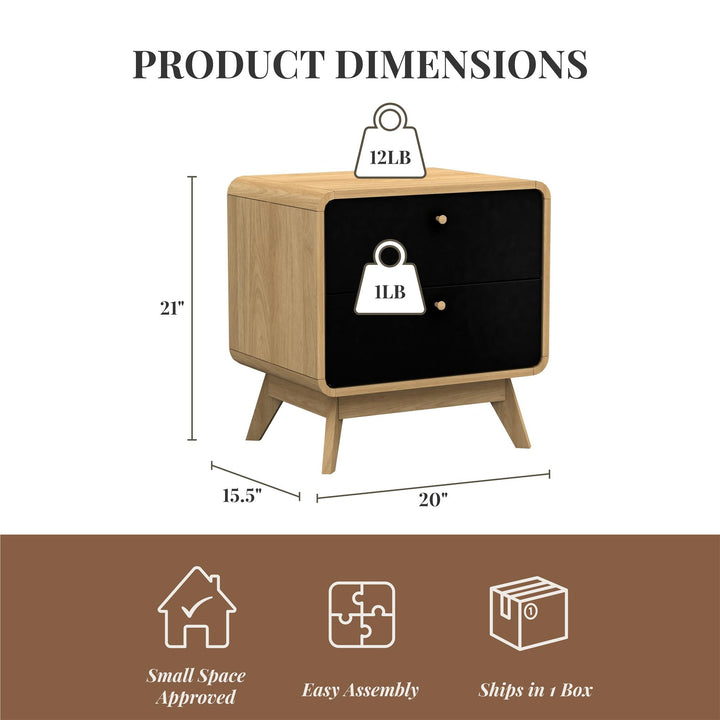 Leva Scandinavian Style 2 Drawer Nightstand - Light Oak