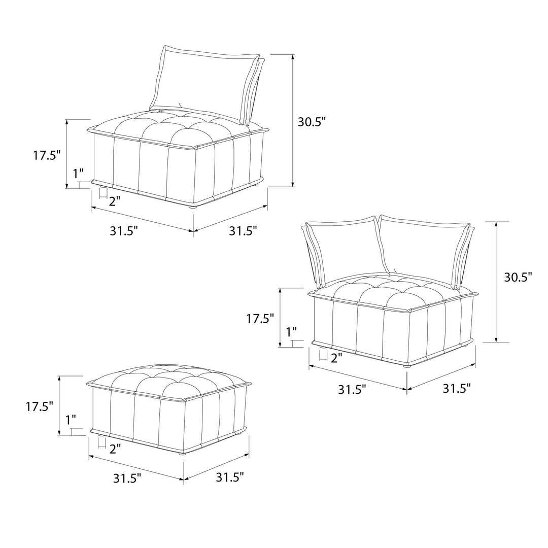 Darcy Armless Chair for Modular Sectional Sofa - Gray