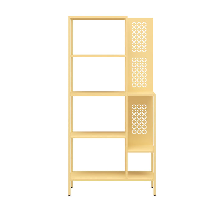 Annie Metal Bookcase with 4 Tier Shelves - Sunlight Yellow