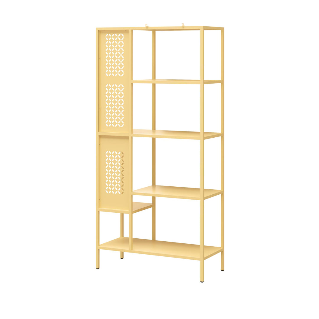 Annie Metal Bookcase with 4 Tier Shelves - Sunlight Yellow