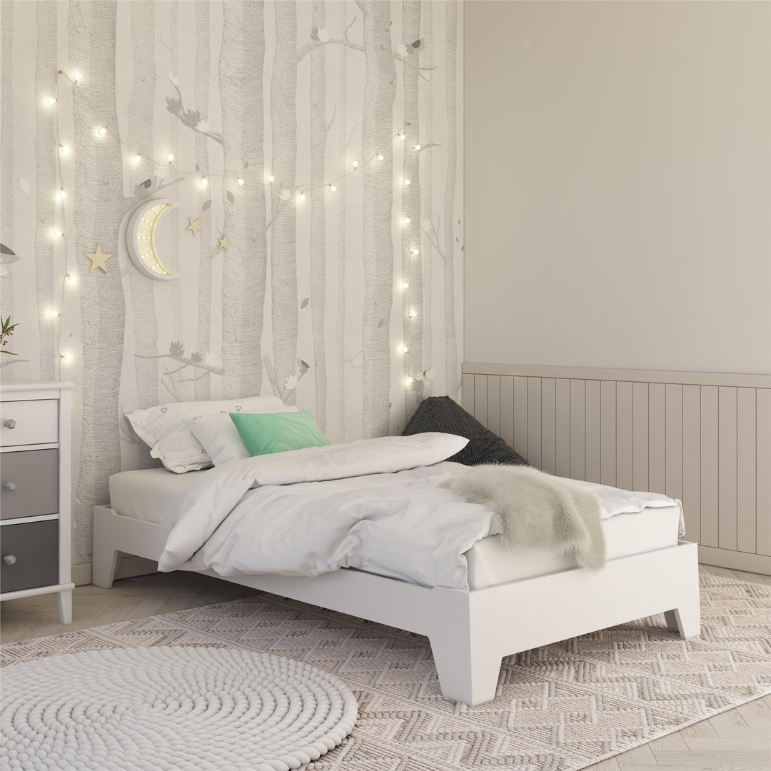 Alessi Kids Montessori Floor Bed​ with 2 Heights - White - Twin