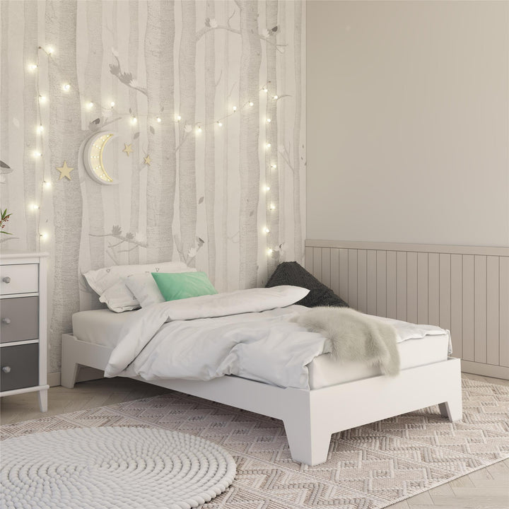 Alessi Kids Montessori Floor Bed​ with 2 Heights - White - Twin