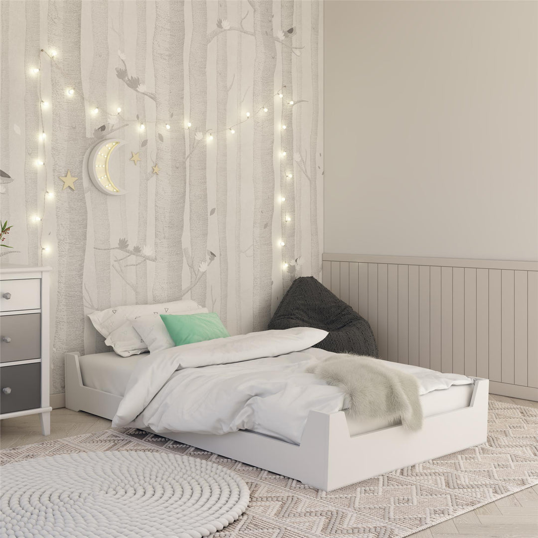 Alessi Kids Montessori Floor Bed​ with 2 Heights - White - Twin