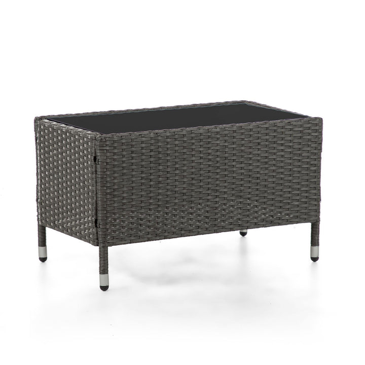 Delta Wicker 4 Piece Patio Conversation Set with Loveseat, 2 Chairs and Glass Top Table - Gray