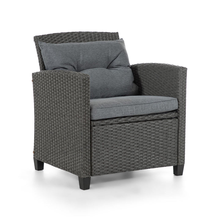 3 piece rattan patio chat set - Gray