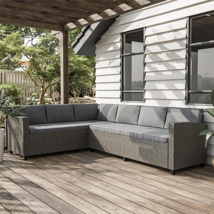 wicker 6 seater pation sectional - Gray