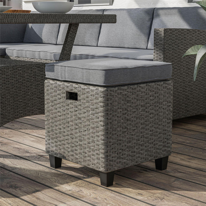 Patio Ottoman with Cushion - Gray