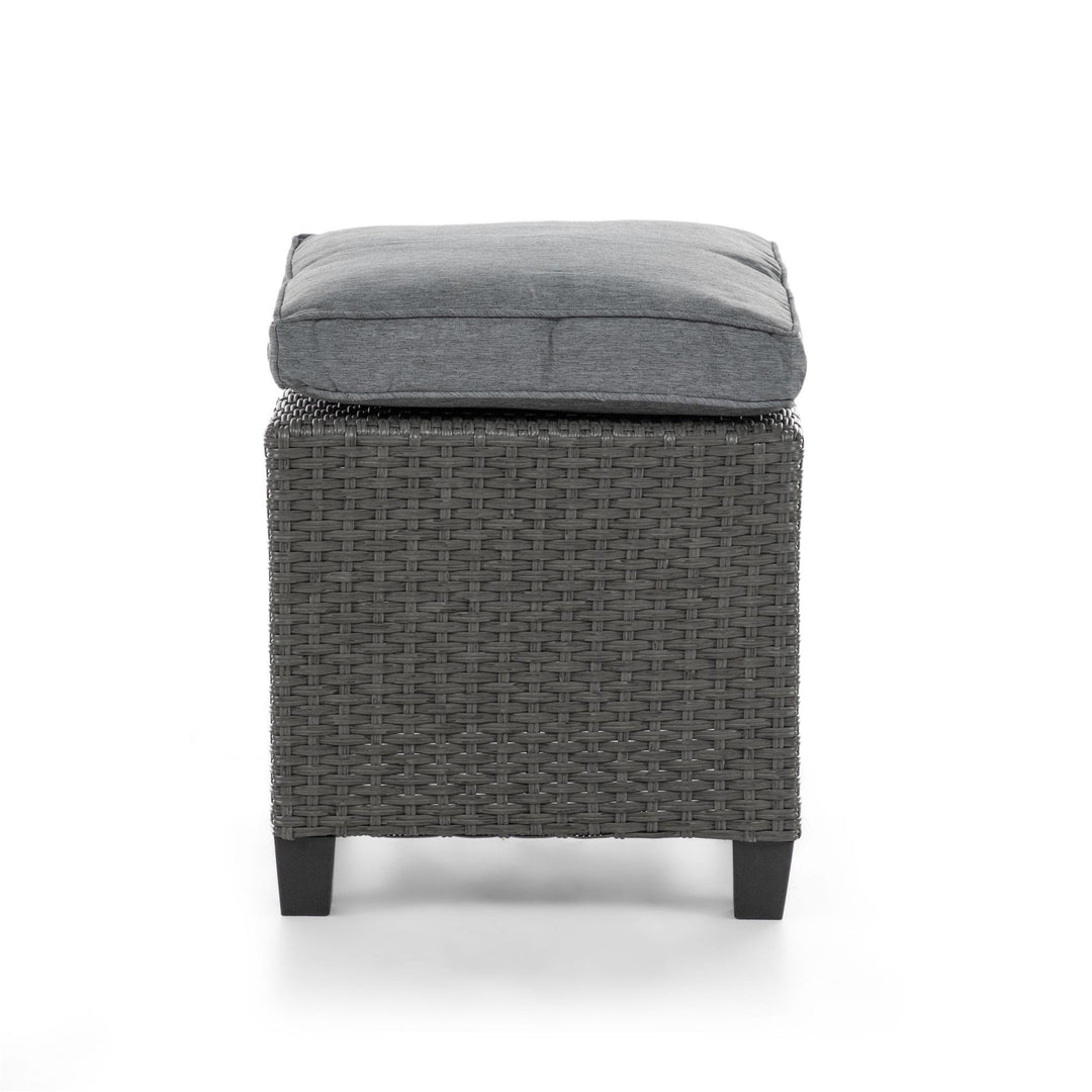 Delta Wicker Outdoor Patio Ottoman with Cushion - Gray