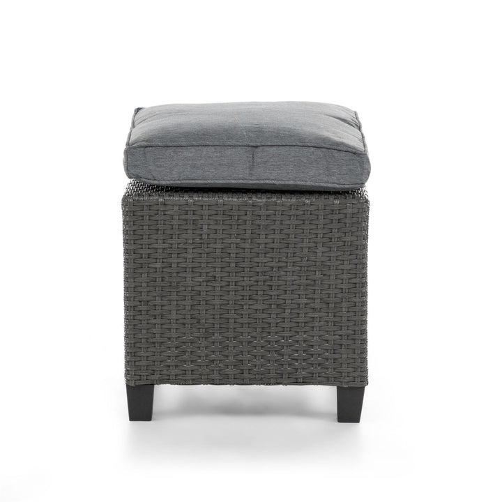 Delta Wicker Outdoor Patio Ottoman with Cushion - Gray
