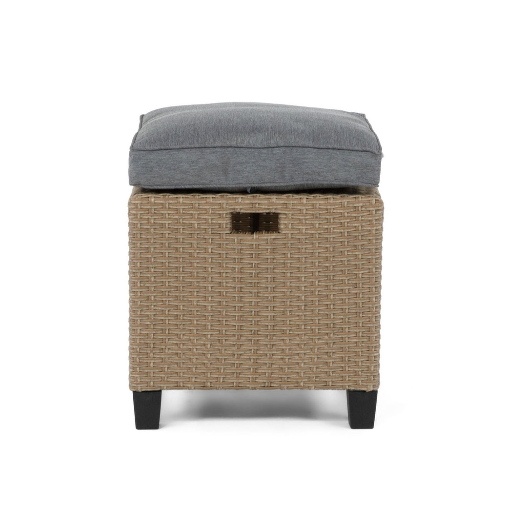 Delta Wicker Outdoor Patio Ottoman with Cushion - Natural