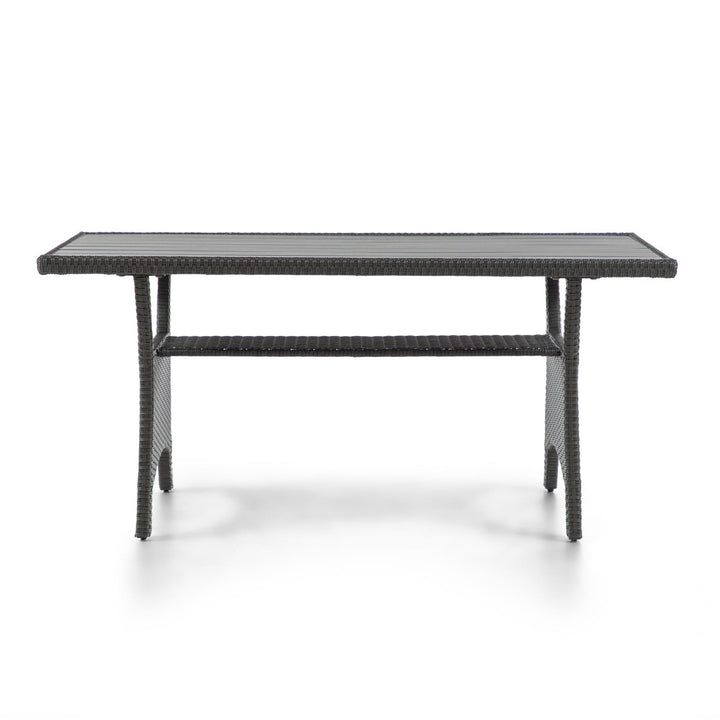 57 Inch Slat Top Outdoor Patio Dining Table - Gray