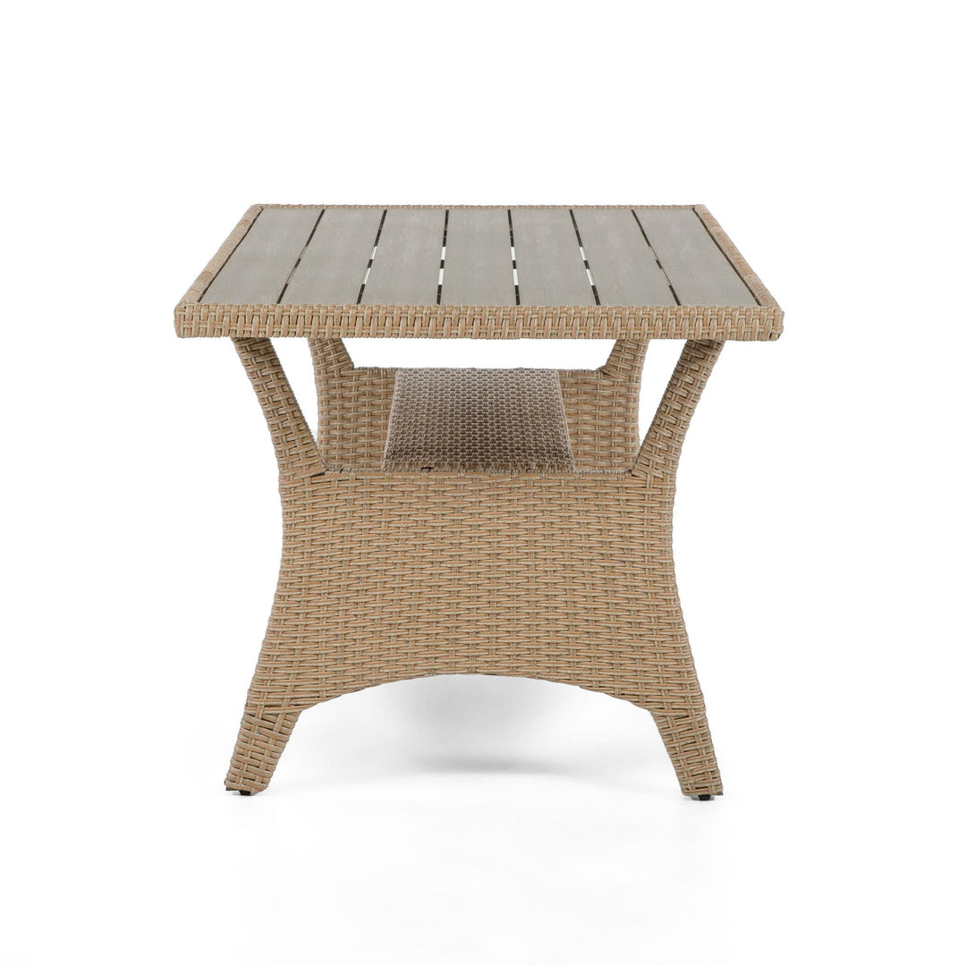 wicker patio dining table - Natural