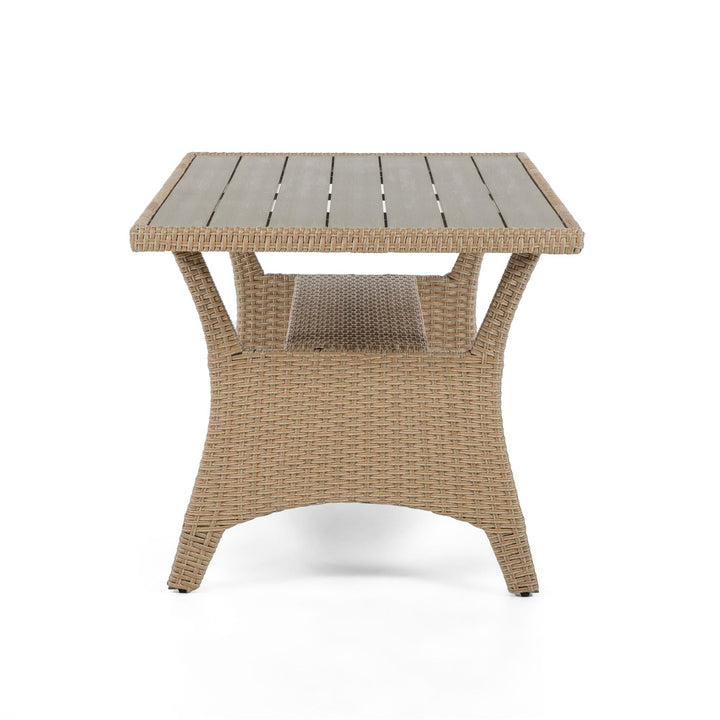 wicker patio dining table - Natural