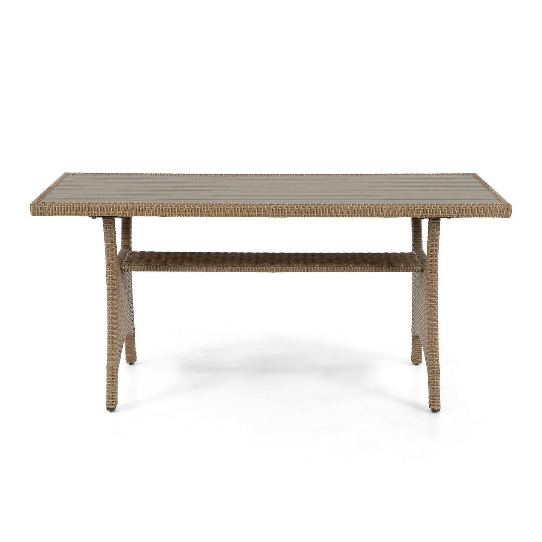 Delta Wicker 57 Inch Slat Top Outdoor Patio Dining Table - Gray