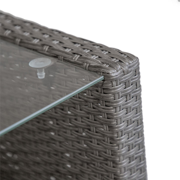 wicker coffee table glass top - Gray