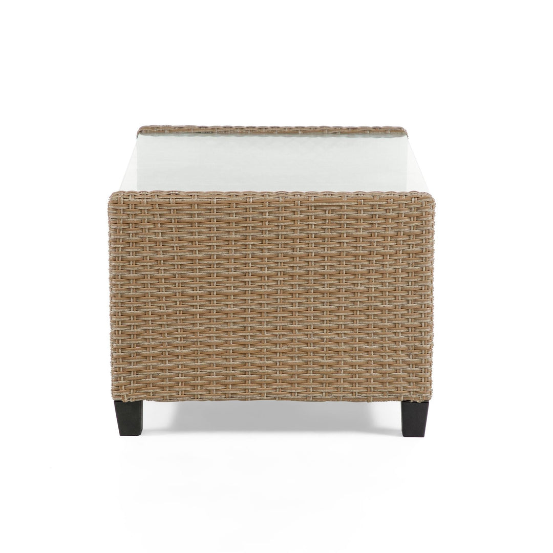 wicker table with glass top - Natural